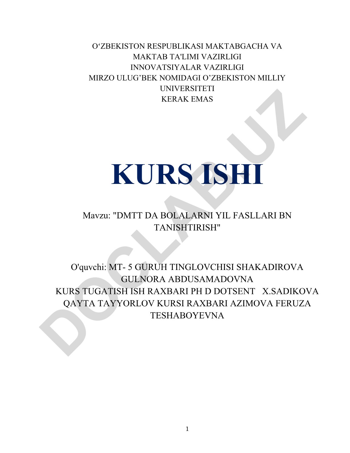DMTT da bolalarni yil fasllari bilan tanishtirish