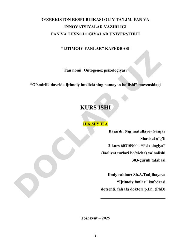 O'smirlik davrida ijtimoiy intellektning namoyon bo'lishi