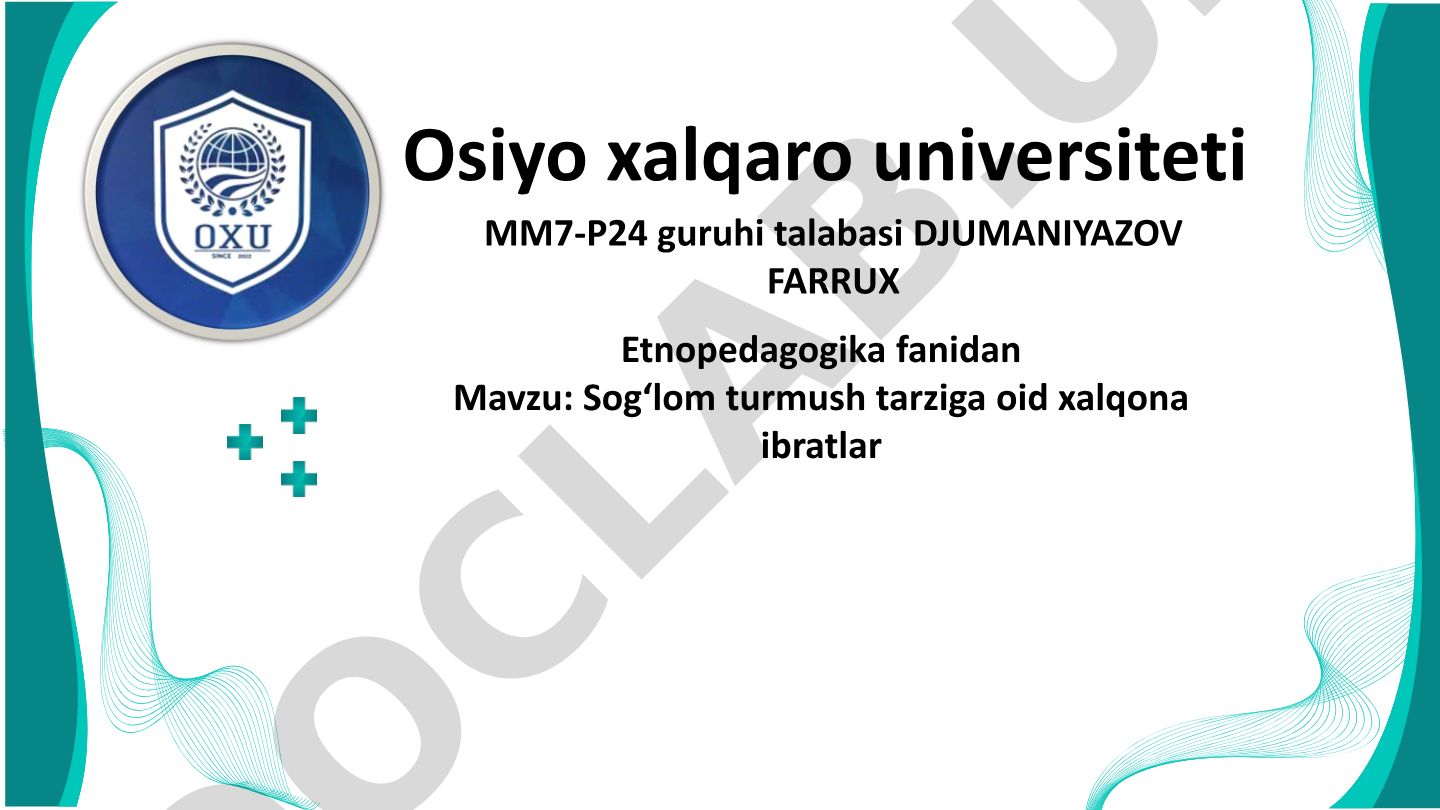 Sogʻlom turmush tarziga oid xalqona ibratlar