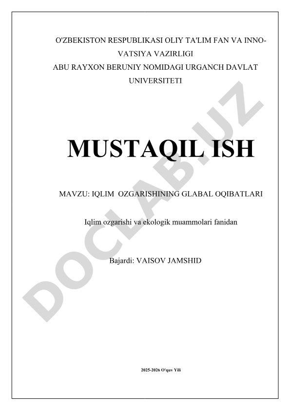 Iqlim ozgarishining global oqibatlari