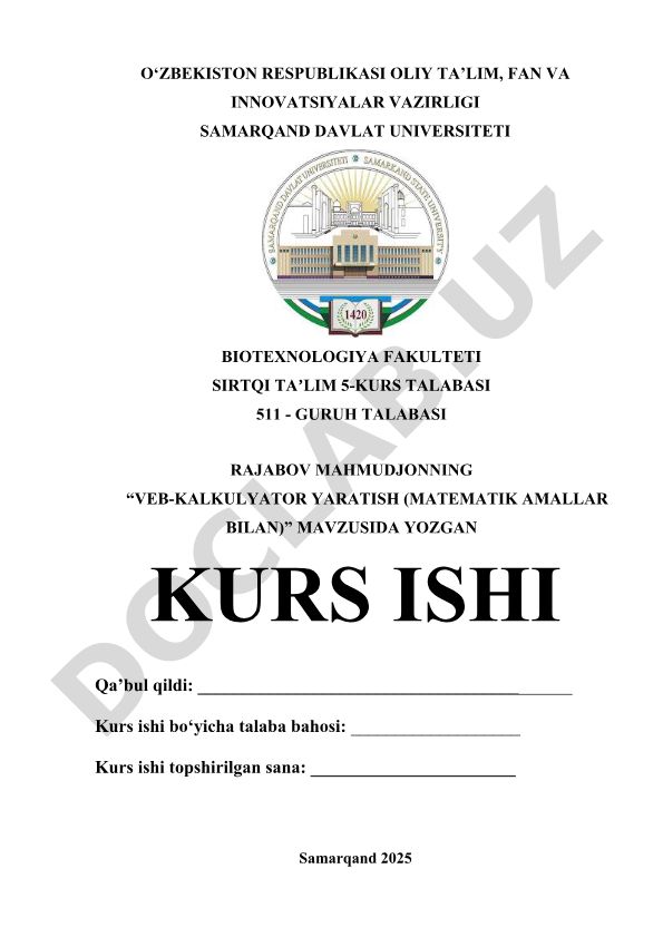 Veb-kalkulyator yaratish (matematik amallar bilan)