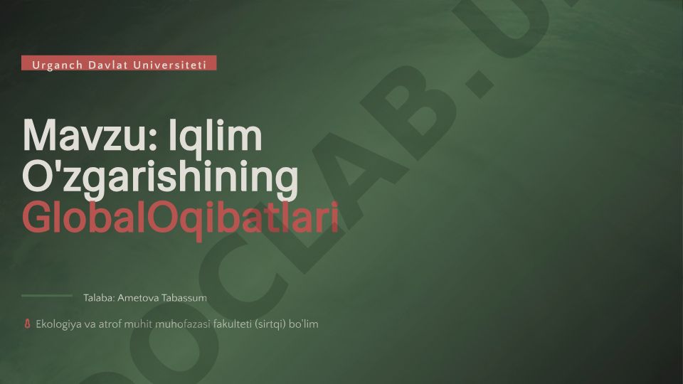 Iqlim O'zgarishining Global Oqibatlari