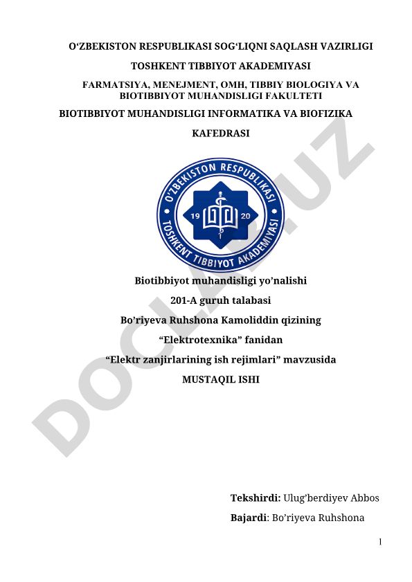Elektr zanjirlarining ish rejimlari