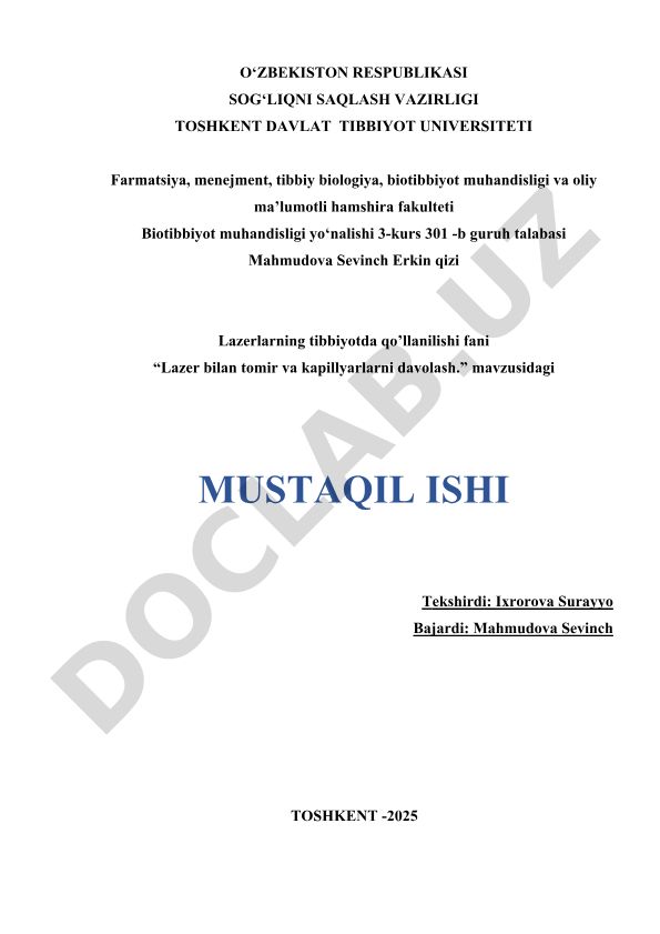 Lazer bilan tomir va kapillyarlarni davolash