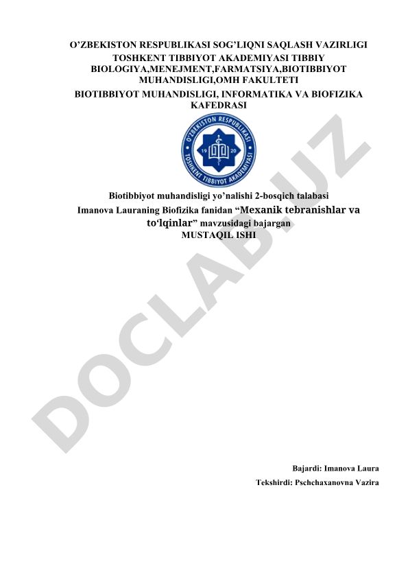 Mexanik tebranishlar va to‘lqinlar