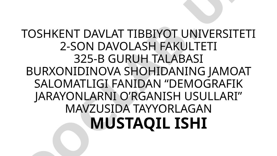Demografik jarayonlarni o'rganish usullari