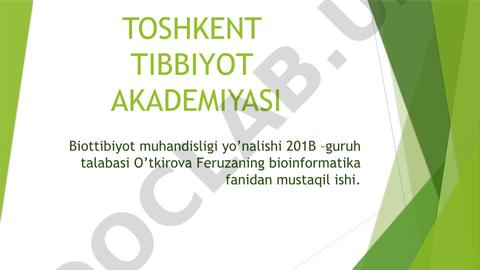 Bioinformatika algoritmlari va ma’lumotlar strukturalari