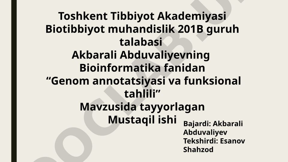 Genom annotatsiyasi va funksional tahlili
