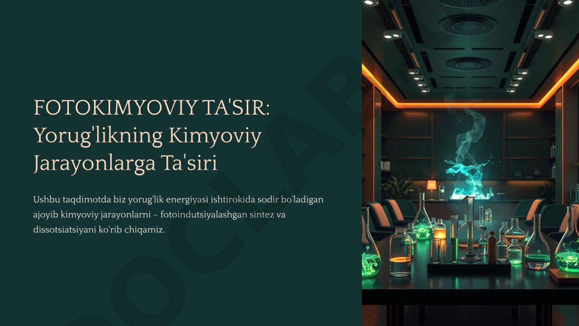 Fotokimyoviy ta'sir: Yorug'likning kimyoviy jarayonlarga ta'siri