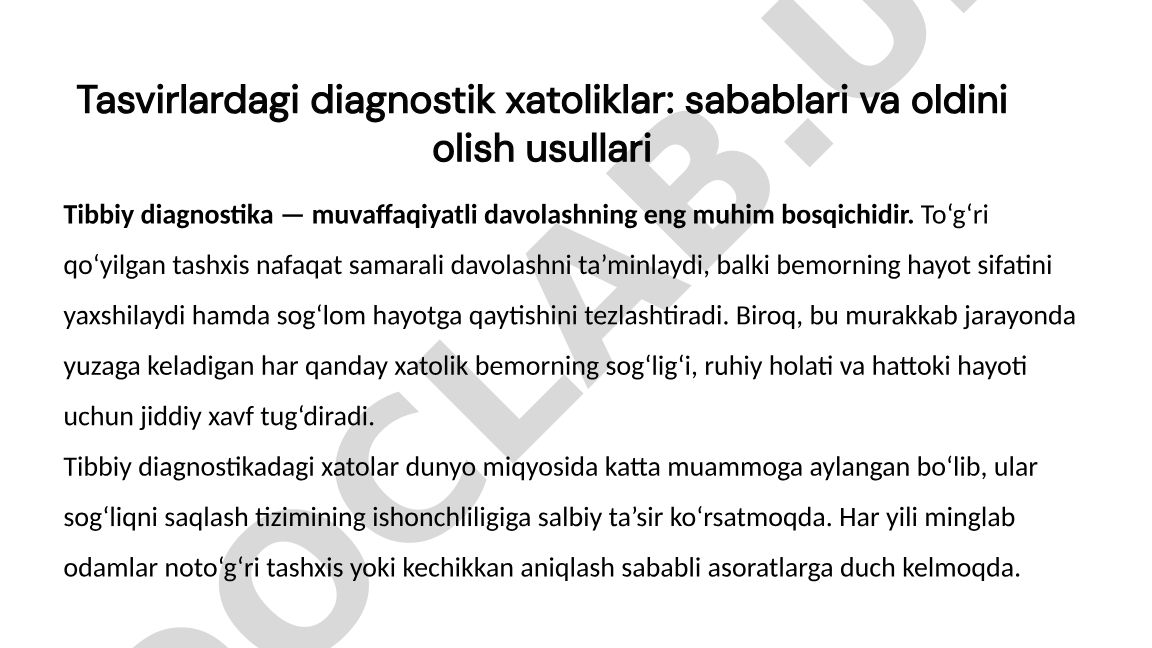 Tasvirlardagi diagnostik xatoliklar: sabablari va oldini olish usullari