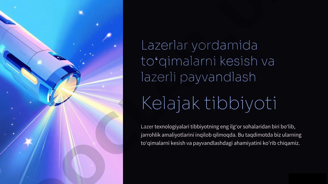 Lazer texnologiyalari yordamida to'qimalarni kesish va payvandlash