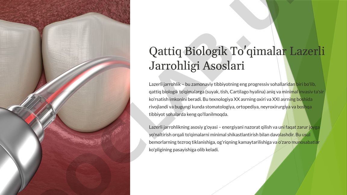 Qattiq Biologik To'qimalar Lazerli Jarrohligi Asoslari