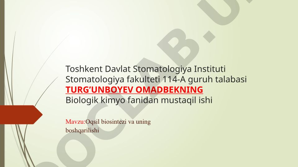 Oqsil biosintezi va uning boshqarilishi