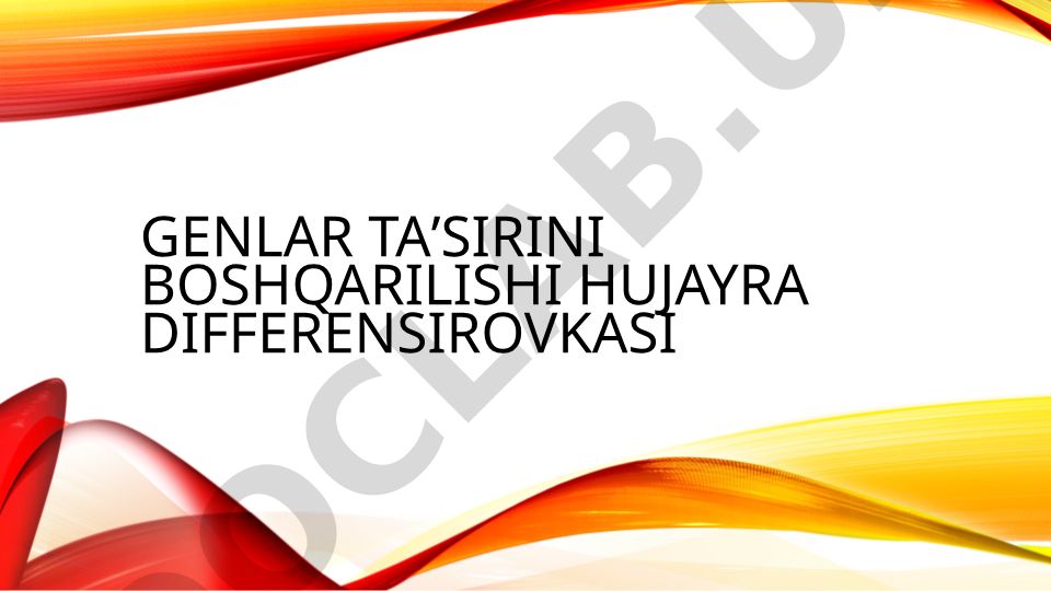 Genlarning oʻzaro taʼsiri va hujayra differensirovkasi