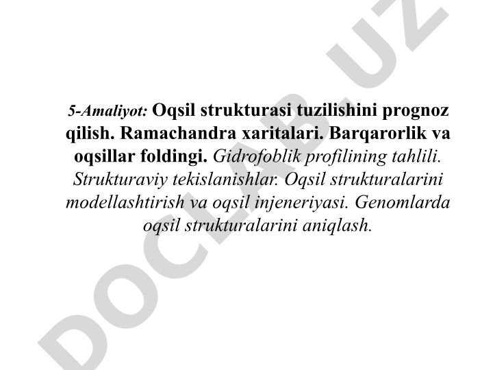 Oqsil strukturasi tuzilishini prognoz qilish va modellashtirish