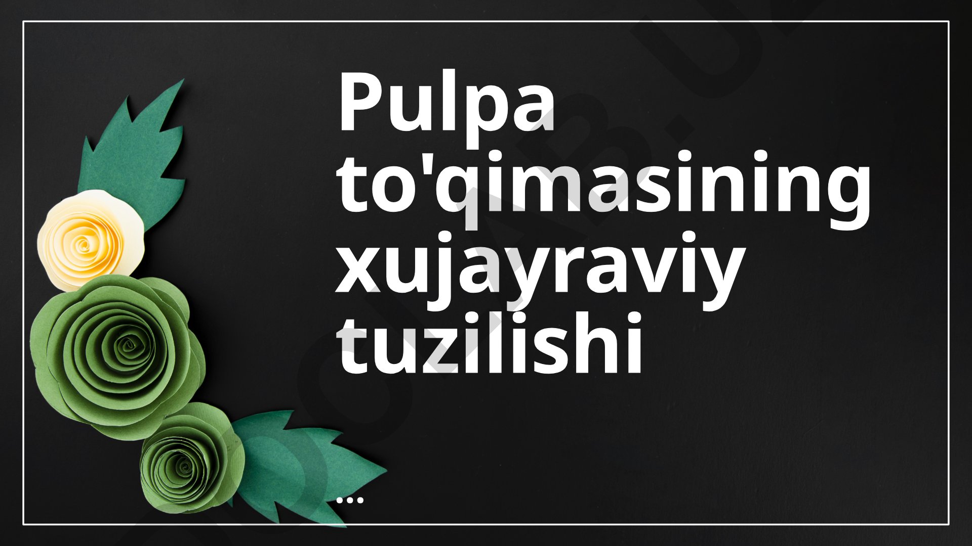 Pulpa to'qimasining xujayraviy tuzilishi