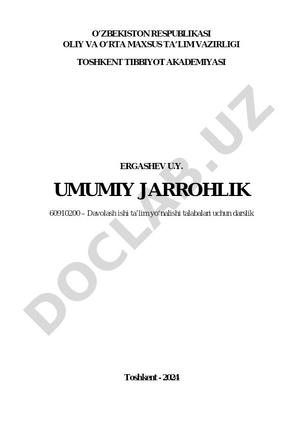 Umumiy jarrohlik darsligi