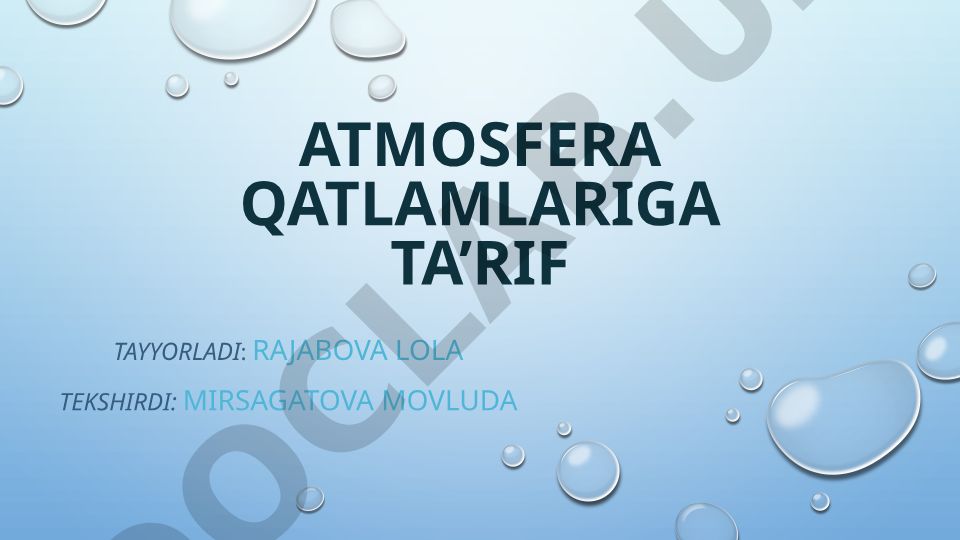 Atmosfera tarkibi va tuzilishi