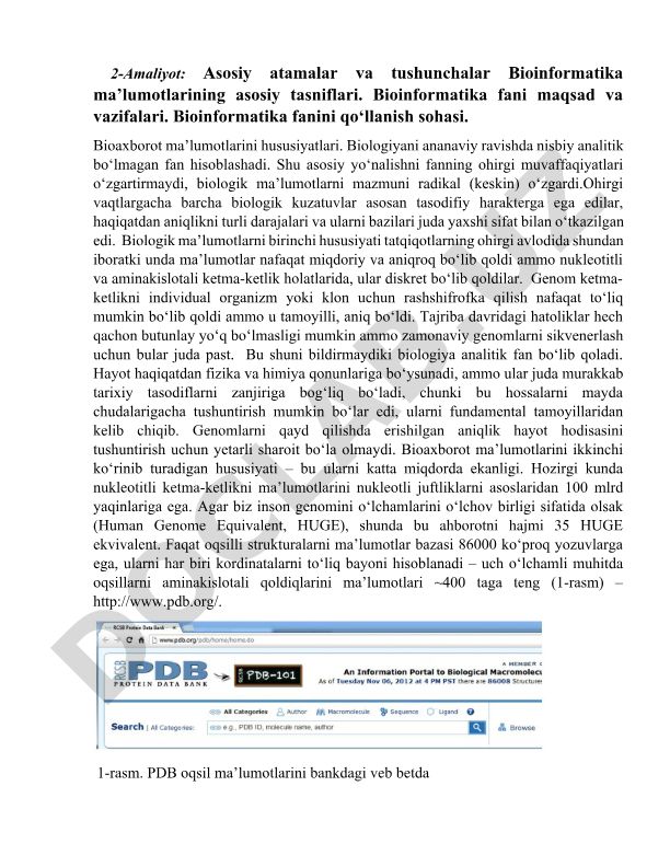 Bioinformatika asosiy atamalari va tushunchalari