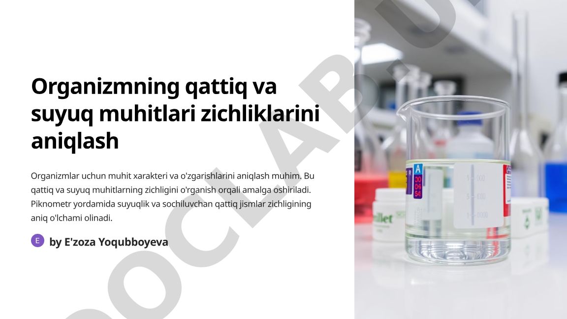 Organizmning qattiq va suyuq muhitlari zichliklarini aniqlash