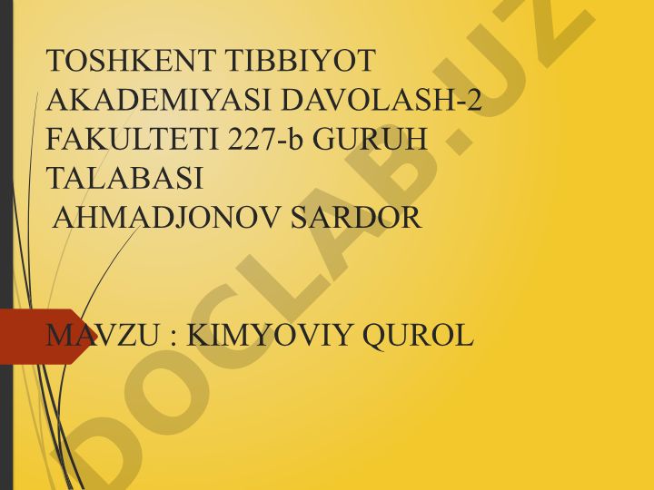 Kimyoviy qurol va aholini himoya qilish