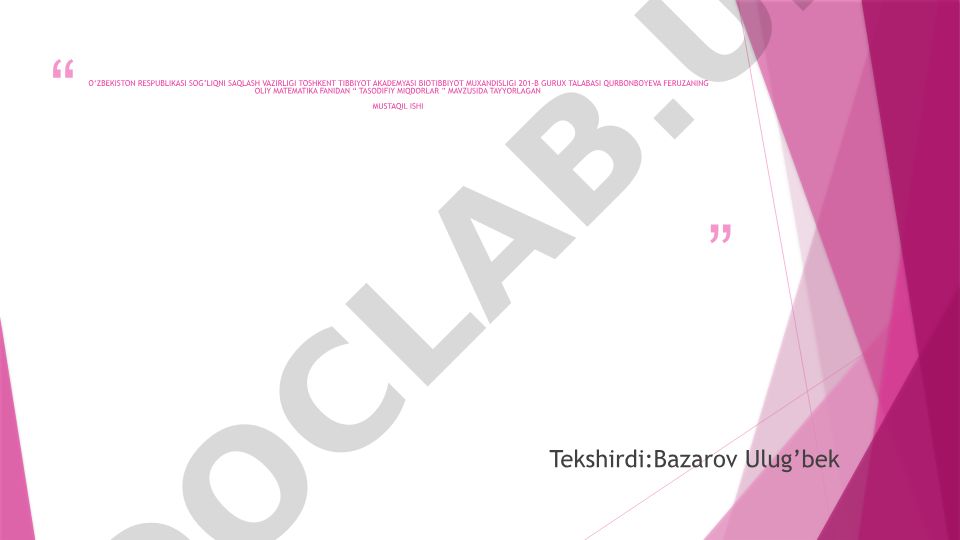 Tasodifiy miqdorlar