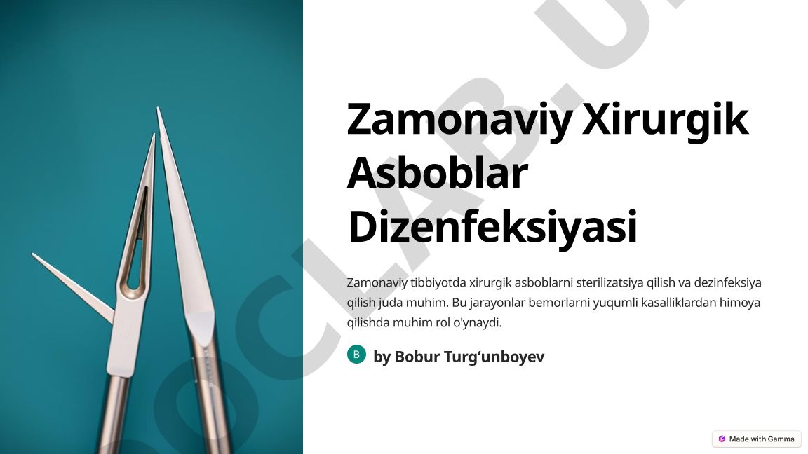 Zamonaviy Xirurgik Asboblar Dizenfeksiyasi