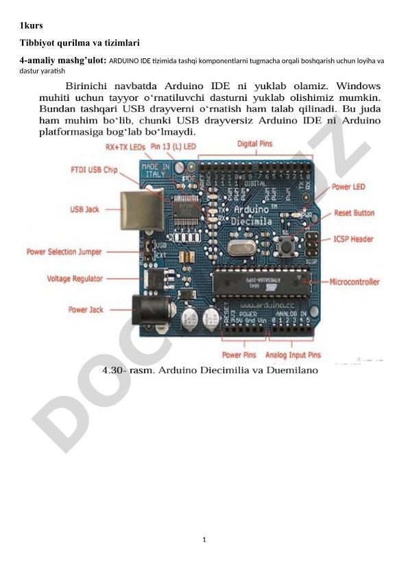 Arduino IDE tizimida tashqi komponentlarni tugmacha orqali boshqarish