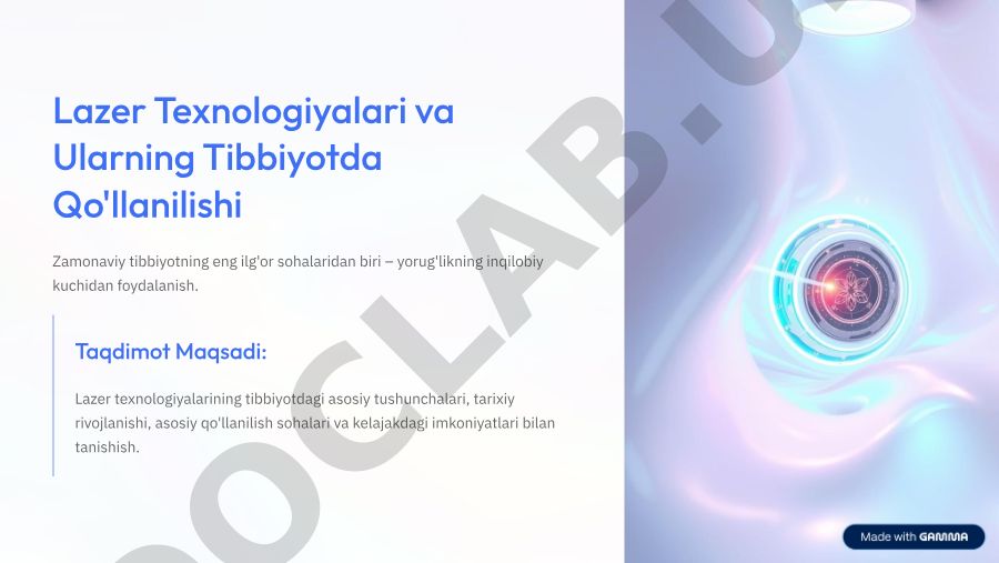 Lazer Texnologiyalari va Ularning Tibbiyotda Qo'llanilishi
