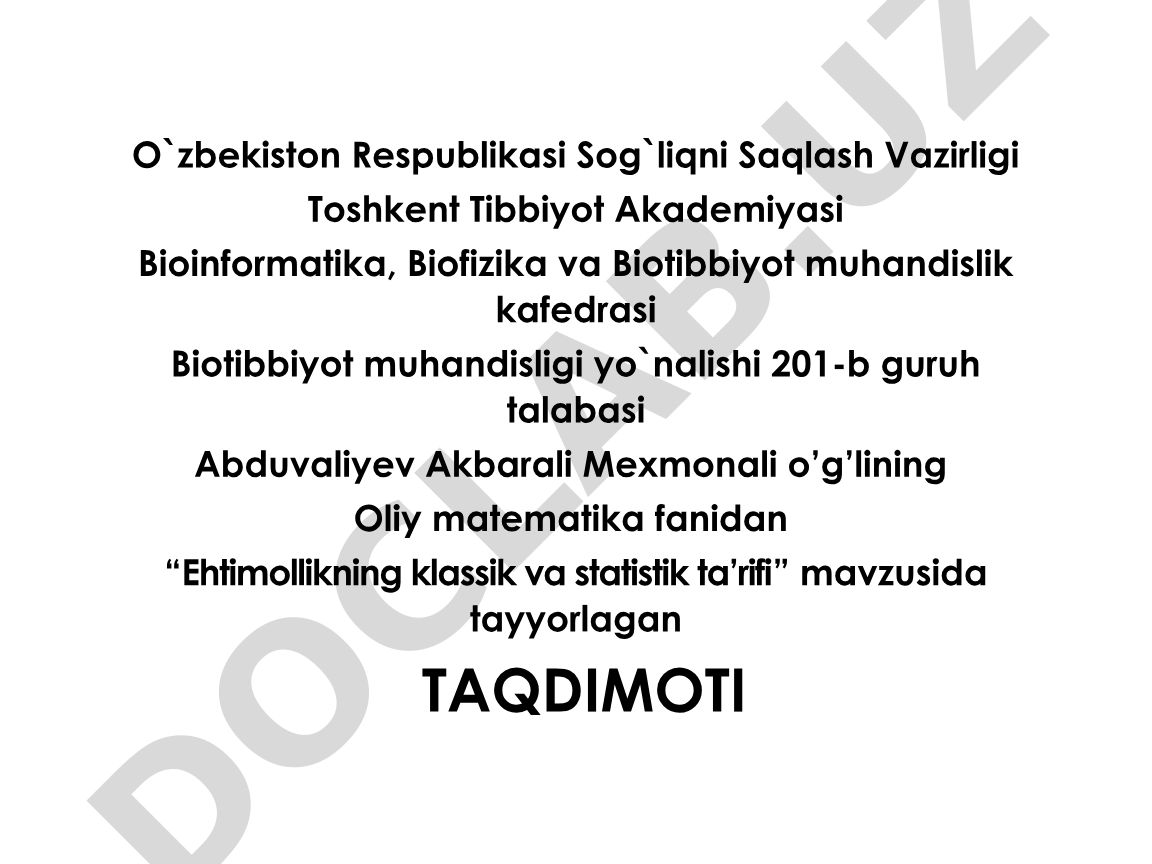 Ehtimollikning klassik va statistik ta’rifi