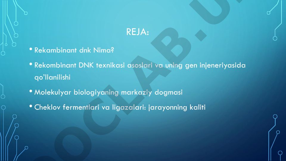 Rekombinant DNK texnikasi va gen injeneriyasida qo'llanilishi