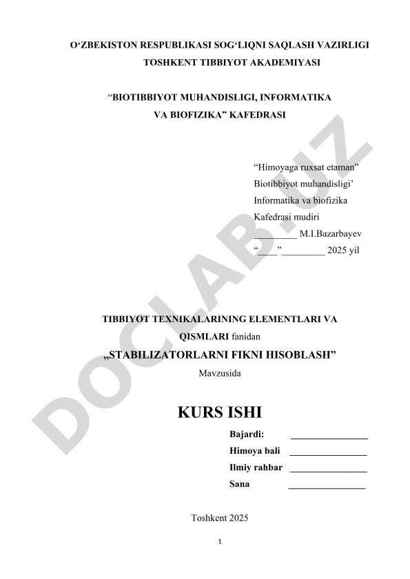 Stabilizatorlarni FIKni hisoblash