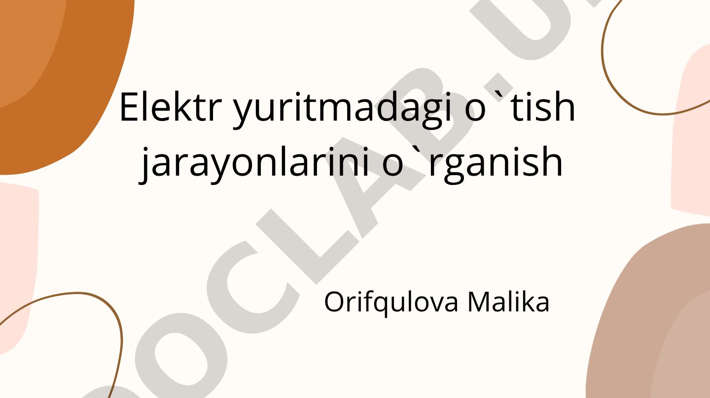 Elektr yuritmadagi o'tish jarayonlarini o'rganish