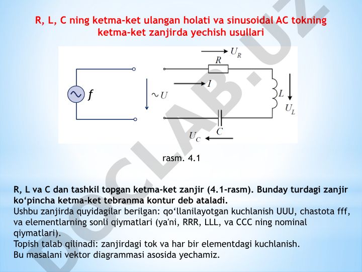 RLC ketma-ket zanjirlari va rezonans hodisasi
