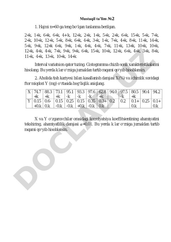 Statistik ma'lumotlarni tahlil qilish va korrelyatsiya hisoblash