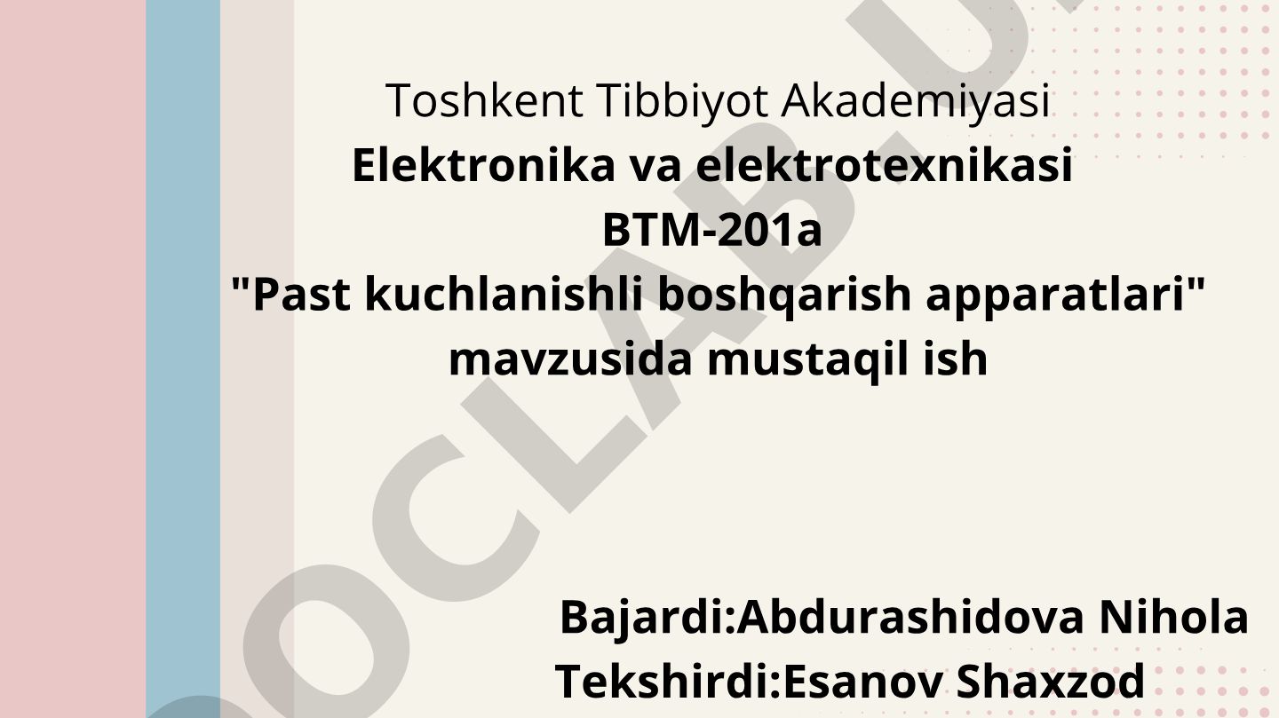 Past kuchlanishli boshqarish apparatlari