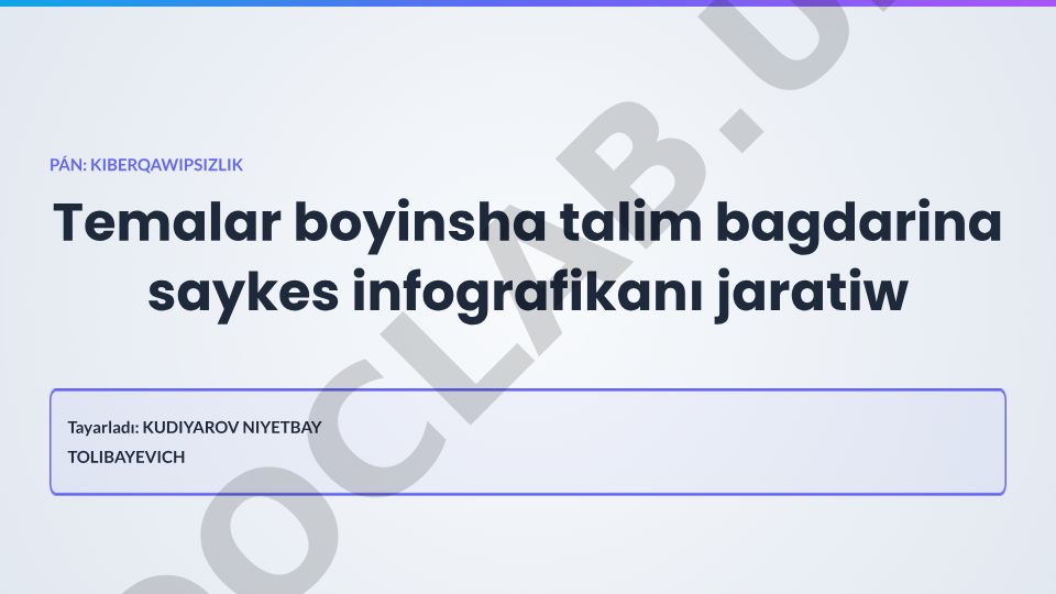 Temalar boyınsha talim bagdarina saykes infografikanı jaratıw
