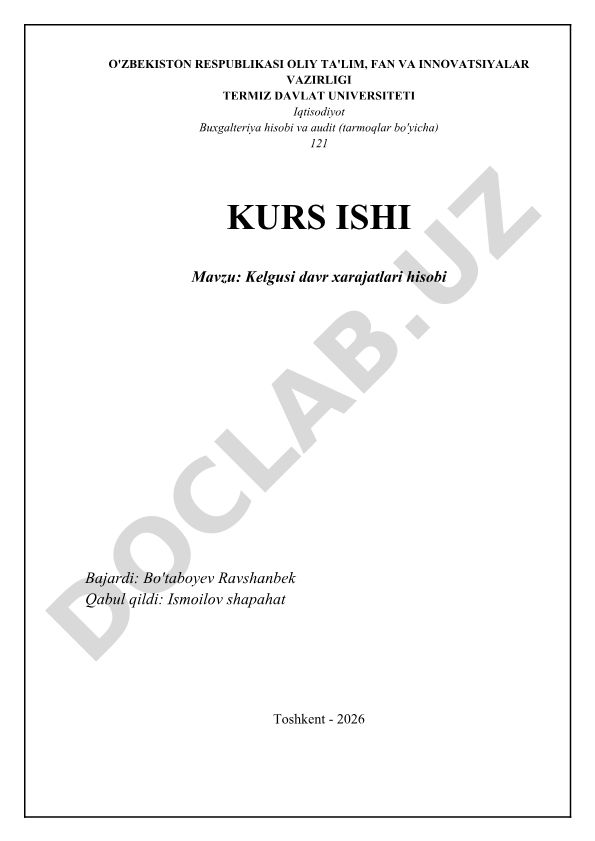 Kelgusi davr xarajatlari hisobi