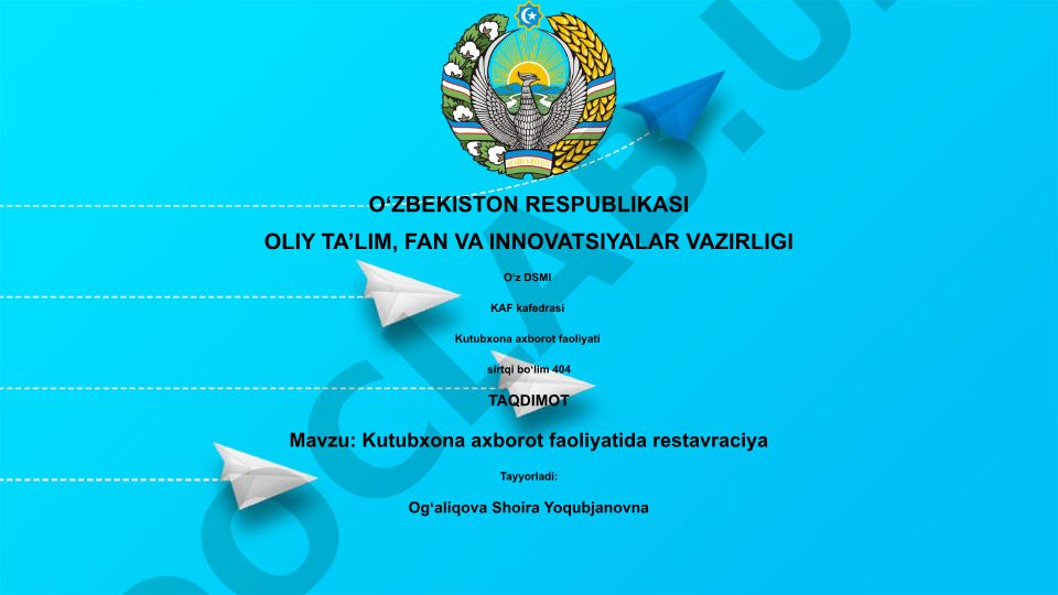 Kutubxona axborot faoliyatida restavraciya