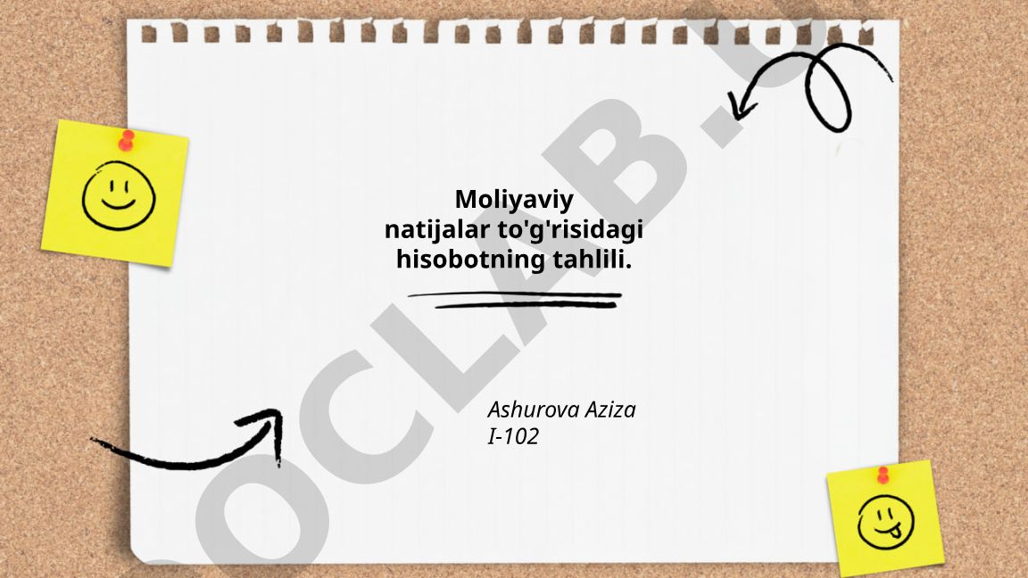 Moliyaviy natijalar to'g'risidagi hisobotning tahlili