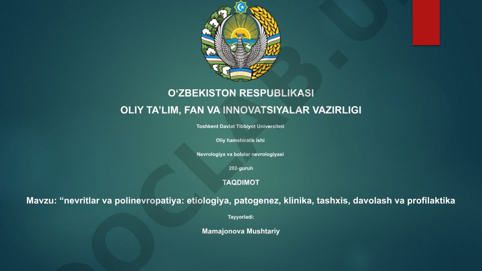 Nevritlar va polinevropatiya: etiologiya, patogenez, klinika, tashxis, davolash va profilaktika