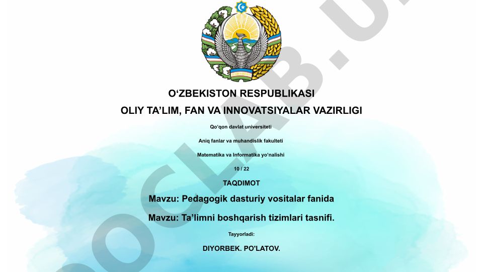 Ta’limni boshqarish tizimlari tasnifi