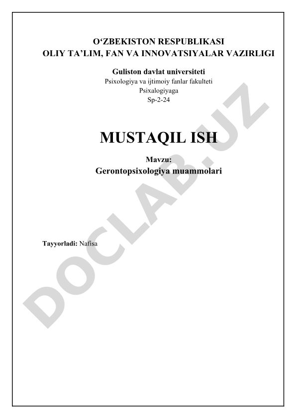 Gerontopsixologiya muammolari