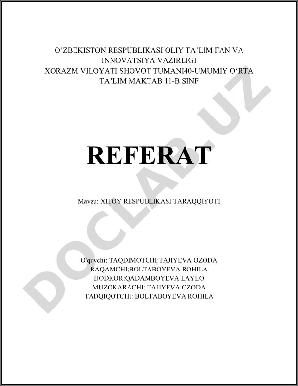 Xitoy Respublikasi taraqqiyoti