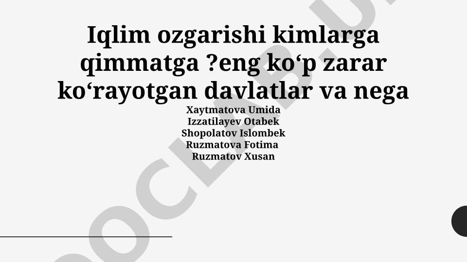 Iqlim o'zgarishining iqtisodiy ta'siri va eng ko'p zarar ko'rayotgan davlatlar