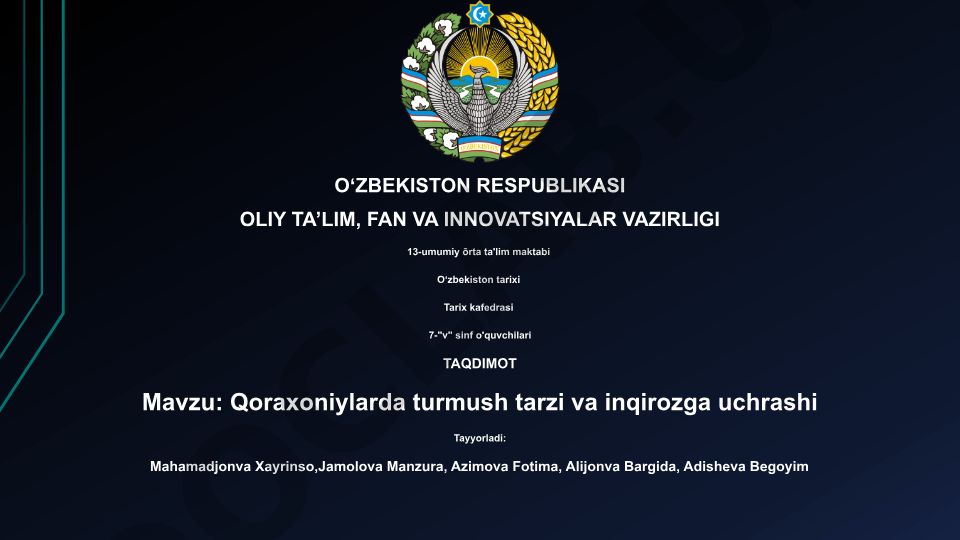 Qoraxoniylarda turmush tarzi va inqirozga uchrashi