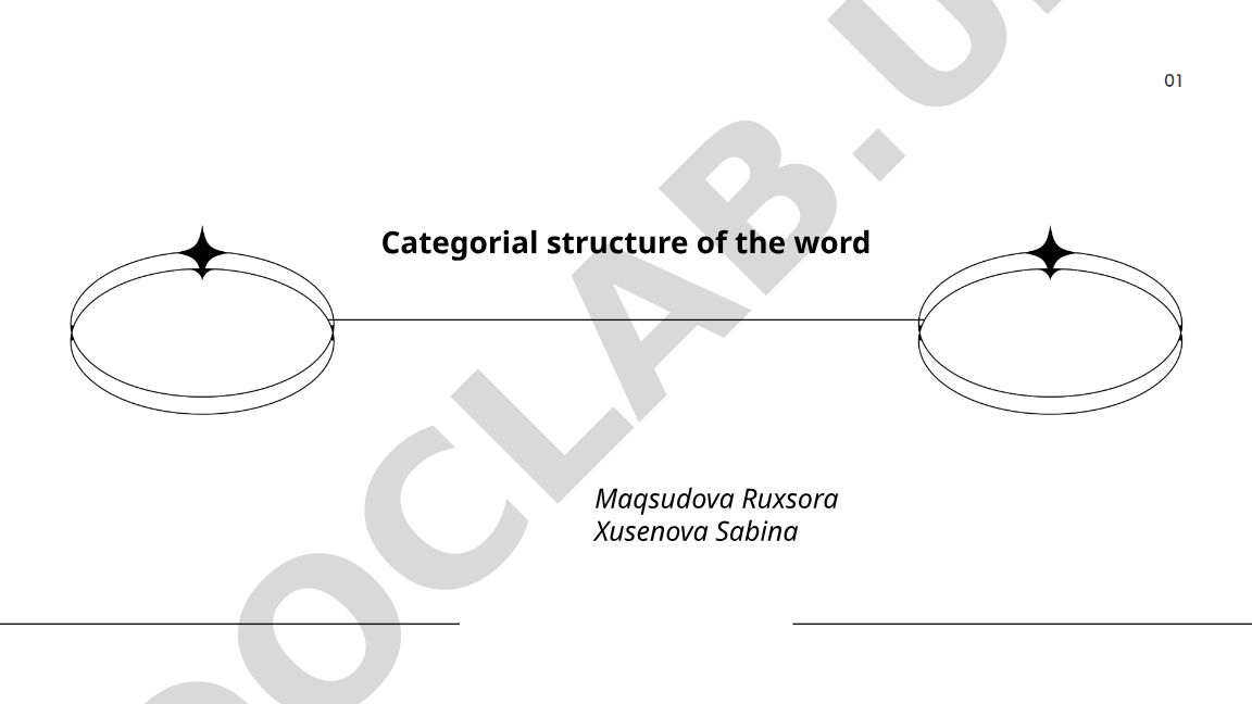 Categorial structure of the word Maqsudova Ruxsora Xusenova Sabina