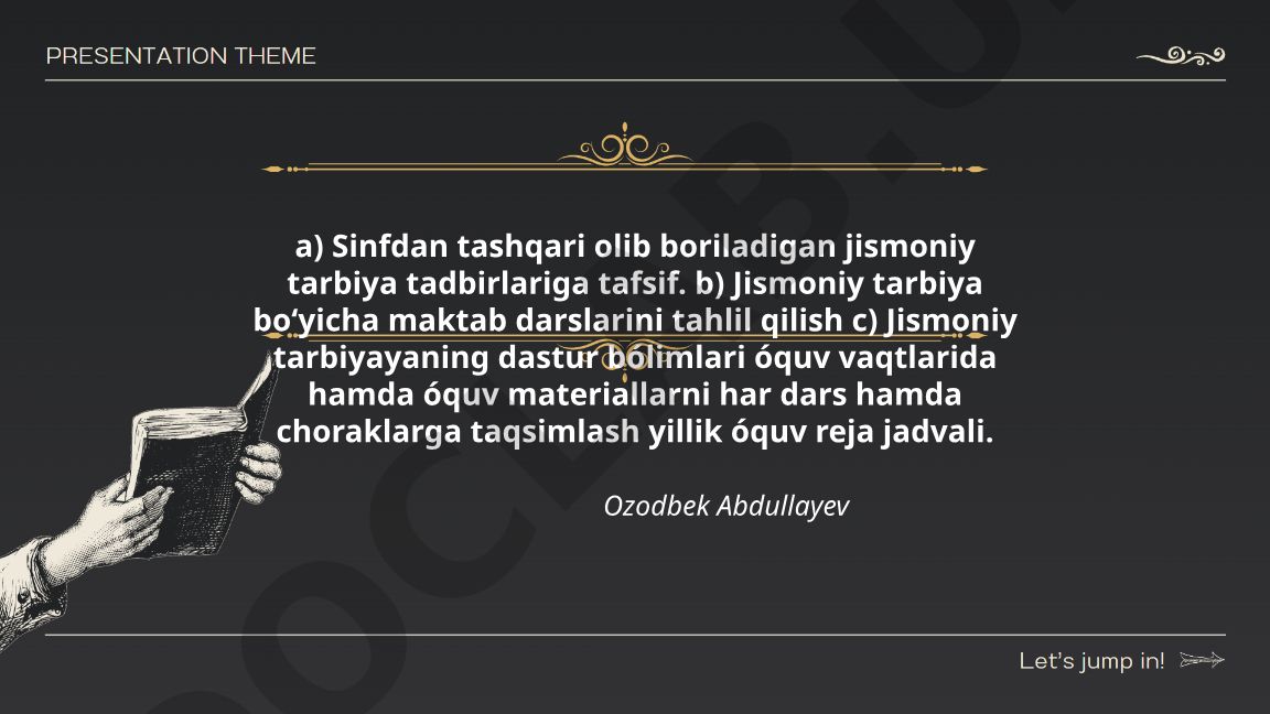 Jismoniy tarbiya darslari va sinfdan tashqari tadbirlar tahlili