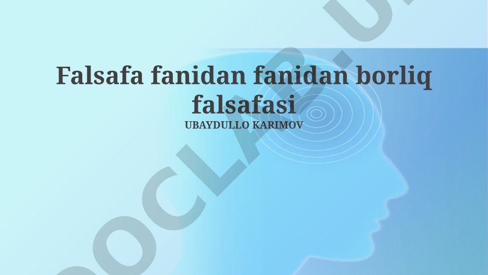Falsafa fanidan borliq falsafasi