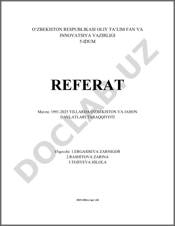 1991-2025 yillarda O'zbekiston va jahon davlatlari taraqqiyoti